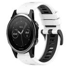 For Garmin Fenix 5 22mm Sports Two-Color Silicone Watch Band(White+Black) - 1