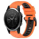 For Garmin Fenix 5 22mm Sports Two-Color Silicone Watch Band(Orange+Black) - 1