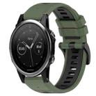 For Garmin Fenix 5 22mm Sports Two-Color Silicone Watch Band(Olive Green+Black) - 1
