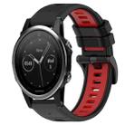 For Garmin Fenix 5 22mm Sports Two-Color Silicone Watch Band(Black+Red) - 1