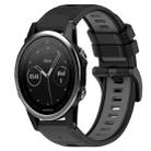 For Garmin Fenix 5 22mm Sports Two-Color Silicone Watch Band(Black+Grey) - 1