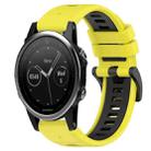For Garmin Fenix 5 22mm Sports Two-Color Silicone Watch Band(Yellow+Black) - 1
