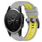 For Garmin Fenix 5 22mm Sports Two-Color Silicone Watch Band(Grey+Yellow) - 1