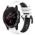 For Garmin Fenix 5 Plus 22mm Sports Two-Color Silicone Watch Band(White+Black) - 1