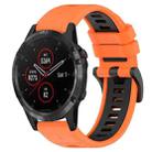 For Garmin Fenix 5 Plus 22mm Sports Two-Color Silicone Watch Band(Orange+Black) - 1