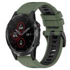 For Garmin Fenix 5 Plus 22mm Sports Two-Color Silicone Watch Band(Olive Green+Black) - 1