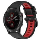 For Garmin Fenix 5 Plus 22mm Sports Two-Color Silicone Watch Band(Black+Red) - 1