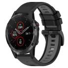 For Garmin Fenix 5 Plus 22mm Sports Two-Color Silicone Watch Band(Black+Grey) - 1