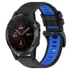 For Garmin Fenix 5 Plus 22mm Sports Two-Color Silicone Watch Band(Black+Blue) - 1