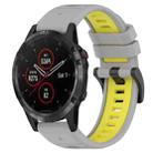 For Garmin Fenix 5 Plus 22mm Sports Two-Color Silicone Watch Band(Grey+Yellow) - 1