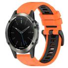 For Garmin Quatix 5 22mm Sports Two-Color Silicone Watch Band(Orange+Black) - 1