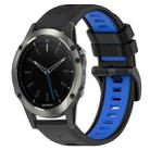 For Garmin Quatix 5 22mm Sports Two-Color Silicone Watch Band(Black+Blue) - 1