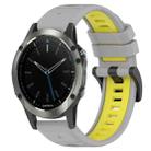 For Garmin Quatix 5 22mm Sports Two-Color Silicone Watch Band(Grey+Yellow) - 1