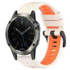 For Garmin Quatix 5 22mm Sports Two-Color Silicone Watch Band(Starlight+Orange) - 1