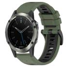 For Garmin Quatix 5 Sapphire 22mm Sports Two-Color Silicone Watch Band(Olive Green+Black) - 1