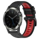 For Garmin Quatix 5 Sapphire 22mm Sports Two-Color Silicone Watch Band(Black+Red) - 1