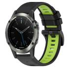 For Garmin Quatix 5 Sapphire 22mm Sports Two-Color Silicone Watch Band(Black+Lime Green) - 1