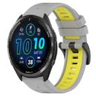 For Garmin Forerunner 965 22mm Sports Two-Color Silicone Watch Band(Grey+Yellow) - 1