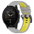 For Garmin Forerunner 955 22mm Sports Two-Color Silicone Watch Band(Grey+Yellow) - 1