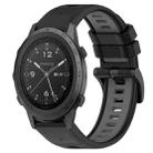 For Garmin MARQ Commander 22mm Sports Two-Color Silicone Watch Band(Black+Grey) - 1