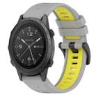 For Garmin MARQ Commander 22mm Sports Two-Color Silicone Watch Band(Grey+Yellow) - 1