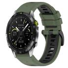 For Garmin MARQ Athlete 22mm Sports Two-Color Silicone Watch Band(Olive Green+Black) - 1