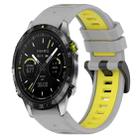 For Garmin MARQ Athlete 22mm Sports Two-Color Silicone Watch Band(Grey+Yellow) - 1