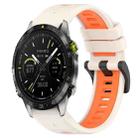 For Garmin MARQ Athlete 22mm Sports Two-Color Silicone Watch Band(Starlight+Orange) - 1