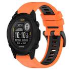 For Garmin Descent G1 Solar 22mm Sports Two-Color Silicone Watch Band(Orange+Black) - 1
