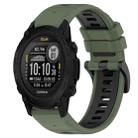 For Garmin Descent G1 Solar 22mm Sports Two-Color Silicone Watch Band(Olive Green+Black) - 1