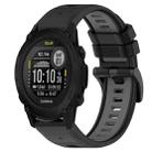 For Garmin Descent G1 Solar 22mm Sports Two-Color Silicone Watch Band(Black+Grey) - 1
