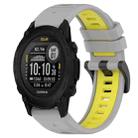 For Garmin Descent G1 Solar 22mm Sports Two-Color Silicone Watch Band(Grey+Yellow) - 1