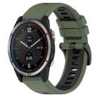 For Garmin Quatix 7 22mm Sports Two-Color Silicone Watch Band(Olive Green+Black) - 1