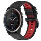 For Garmin Quatix 7 22mm Sports Two-Color Silicone Watch Band(Black+Red) - 1