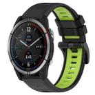 For Garmin Quatix 7 22mm Sports Two-Color Silicone Watch Band(Black+Lime Green) - 1