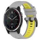 For Garmin Quatix 7 22mm Sports Two-Color Silicone Watch Band(Grey+Yellow) - 1