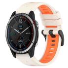For Garmin Quatix 7 22mm Sports Two-Color Silicone Watch Band(Starlight+Orange) - 1
