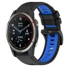 For Garmin Quatix 7 Pro 22mm Sports Two-Color Silicone Watch Band(Black+Blue) - 1