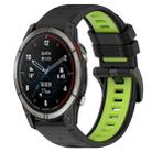 For Garmin Quatix 7 Pro 22mm Sports Two-Color Silicone Watch Band(Black+Lime Green) - 1