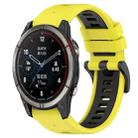 For Garmin Quatix 7 Pro 22mm Sports Two-Color Silicone Watch Band(Yellow+Black) - 1