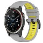 For Garmin Quatix 7 Pro 22mm Sports Two-Color Silicone Watch Band(Grey+Yellow) - 1