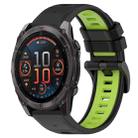 For Garmin Fenix 8 AMOLED 47mm Sports Two-Color 22mm Silicone Watch Band(Black+Lime Green) - 1