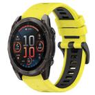 For Garmin Fenix 8 AMOLED 47mm Sports Two-Color 22mm Silicone Watch Band(Yellow+Black) - 1