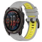 For Garmin Fenix 8 AMOLED 47mm Sports Two-Color 22mm Silicone Watch Band(Grey+Yellow) - 1