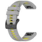 For Garmin Fenix 8 AMOLED 47mm Sports Two-Color 22mm Silicone Watch Band(Grey+Yellow) - 2