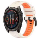 For Garmin Fenix 8 AMOLED 47mm Sports Two-Color 22mm Silicone Watch Band(Starlight+Orange) - 1