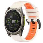 For Garmin Fenix 8 MIP 47mm Sports Two-Color 22mm Silicone Watch Band(Starlight+Orange) - 1