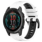 For Garmin Fenix E 47mm Sports Two-Color 22mm Silicone Watch Band(White+Black) - 1