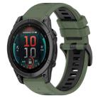 For Garmin Fenix E 47mm Sports Two-Color 22mm Silicone Watch Band(Olive Green+Black) - 1