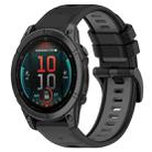 For Garmin Fenix E 47mm Sports Two-Color 22mm Silicone Watch Band(Black+Grey) - 1